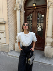 T-SHIRT WITH SHOULDER PADS